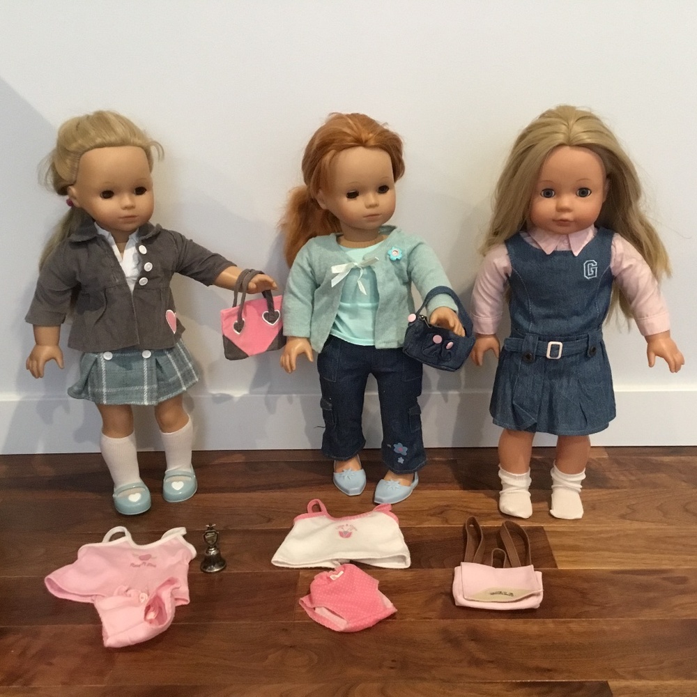Our Generation 18” Doll Lot of 3 Back to School outfits w Underwear,Dres…